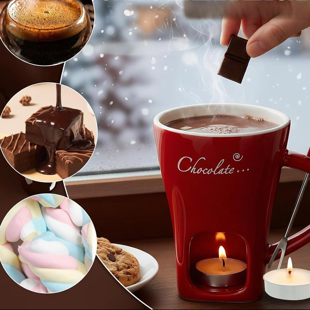 Schokofondue Tasse, 200Ml Schokoladen Fondue Becher Set - Rot