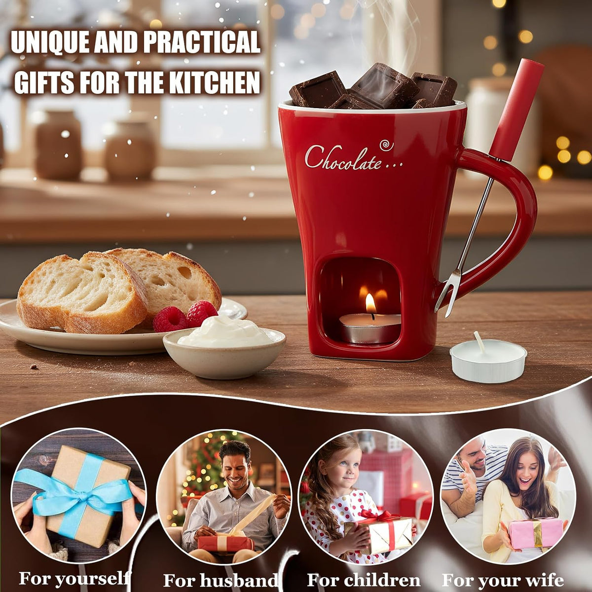 Schokofondue Tasse, 200Ml Schokoladen Fondue Becher Set - Rot