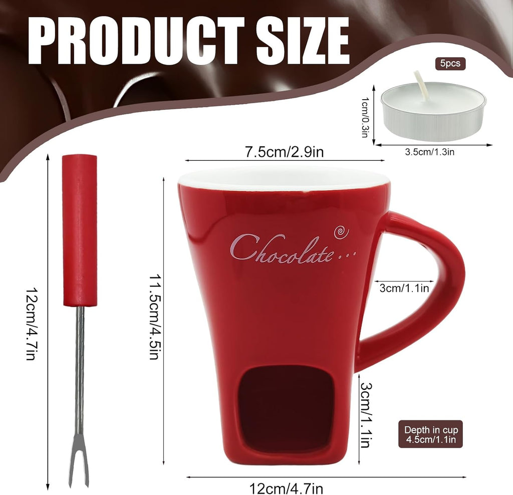 Schokofondue Tasse, 200Ml Schokoladen Fondue Becher Set - Rot